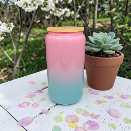 Schimmerglas Ombre Rosa/Blau