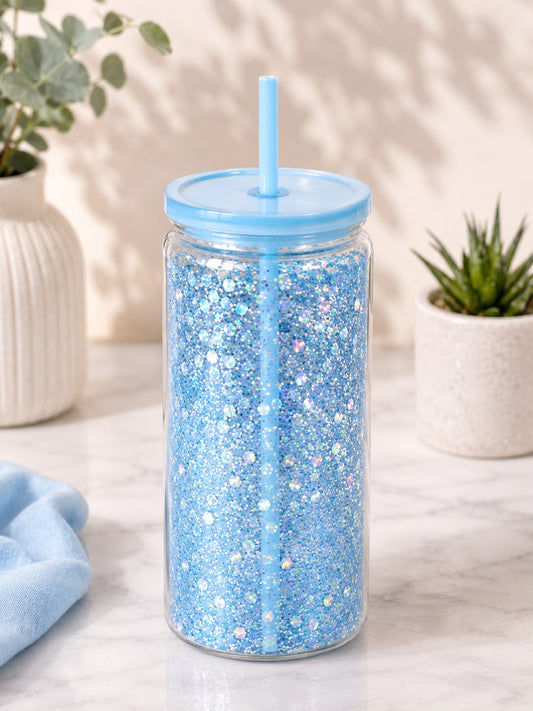 Glitzerglas hellblau