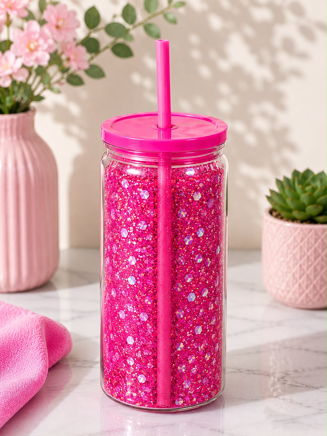 Glitzerglas Pink