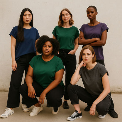 Ladies` Extended Shoulder Tee Dunkle Farben