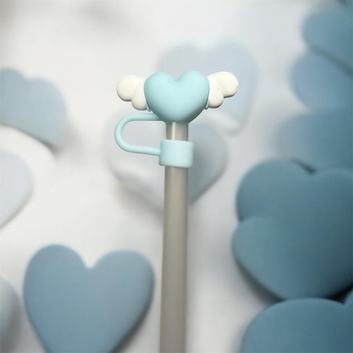 Strohhalm Topper - Blue Heart with Wings