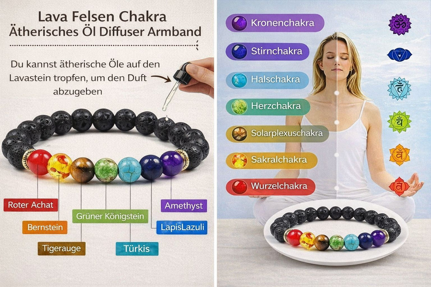 Sieben-Chakra-Diffuser-Armband